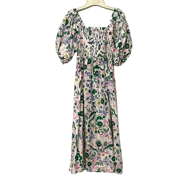 Jesse Zhao New York Emerald Smocked Puff Sleeve Midi Dress Size Small - Picture 4 of 7